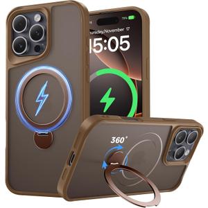 Designed for iPhone 16 Pro Case, with 360 Magnetic Stand [Compatible with MagSafe] [Military Drop Protection] Shockproof Translucent Matte Case for 16 Pro 6.3 Inch, Desert Titanium
