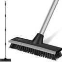 SetSail Floor Scrub Brush with 51-Inch Long Adjustable Handle 2 in 1 Scrape Brush Stiff Bristle Floor Scrubber for Cleaning Shower Bathroom Garage Kitchen Wall Deck Tub Tile, Black