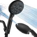 Cobbe High Pressure 9 Functions Shower Head with handheld - Luxury Modern Black Look, Built-in Power Spray to Clean Corner, Tub and Pets, Stainless Steel Hose Adjustable Bracket(Matte Black)