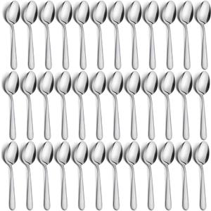 36-Piece Dinner Spoons Set, Funnydin 6.7" Stainless Steel Spoons Silverware, Durable Dessert Spoons, Table Spoon Use for Home, Kitchen and Restaurant - Mirror Polished, Dishwasher Safe