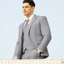 Men's Suits Slim Fit Tuxedo Suit Set 3 Piece 2-Button Solid Prom Wedding Party Blazer Vest Pants, M