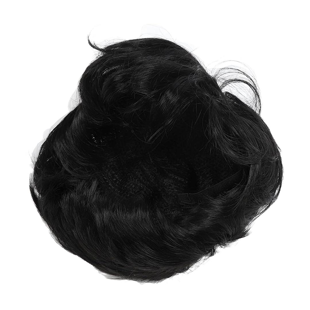 Male Synthetic Full Wigs, Multifunctional Layered Heat Black Middle Part Short Wig for Men for Daily for Boy