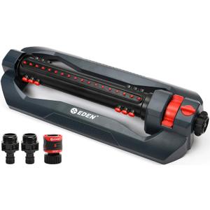 Eden 94112 3-Way Turbo Oscillating Sprinkler for Large Yard and Lawn W/Quick Connect Starter Set, Covers up to 4,499 sq. ft