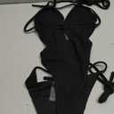 OYOANGLE Women's Textured Monokini Cheeky Bathing Suit Cutout Open Back One Piece Swimsuits, Medium
