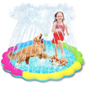 Dog Pool, 51 Inch Splash Sprinkler Pad for Dogs Thickened Durable Upgrade Bath Pool Pet Summer Outdoor Water Toys, Colorful