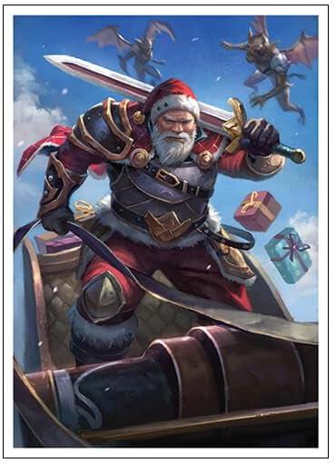 Fantasy North - Santa Claus - Yuletide Avenger - 100 Textured Matte TCG Card Sleeves - Fits Magic MTG Commander Pokemon and Other Card Games - Playing Card Sleeves