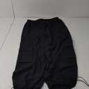 Women's Cargo Pants Water Resistant Lightweight Drawstring Hiking Joggers Base Jump Parachute Pants (Large, Black)