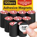 Peel-&-Stick Flexible Adhesive Magnets - 120 Magnetic Dots for Office Supplies, Whiteboard, Crafts, Fridge, & School Projects (0.8x0.08" / 20x2mm, Black)