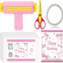 Paper Crimper, Pinking Shears, 30 Sheets Bowknot Glossy Thin Inkjet Paper, Double Sided Tape for Crafts Bowknot Birthday Party Supplies for Chip Bag Making