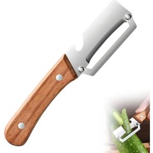 2 x Multifunctional Vegetable Peeler, Premium Zero Snag Wooden Peeler for Kitchen Tool with Bottle Opener 2 in 1 Stainless Steel Kitchen Gadgets for Potatoes Pumpkinsp Carrots and Vegetables Fruits (1pcs)