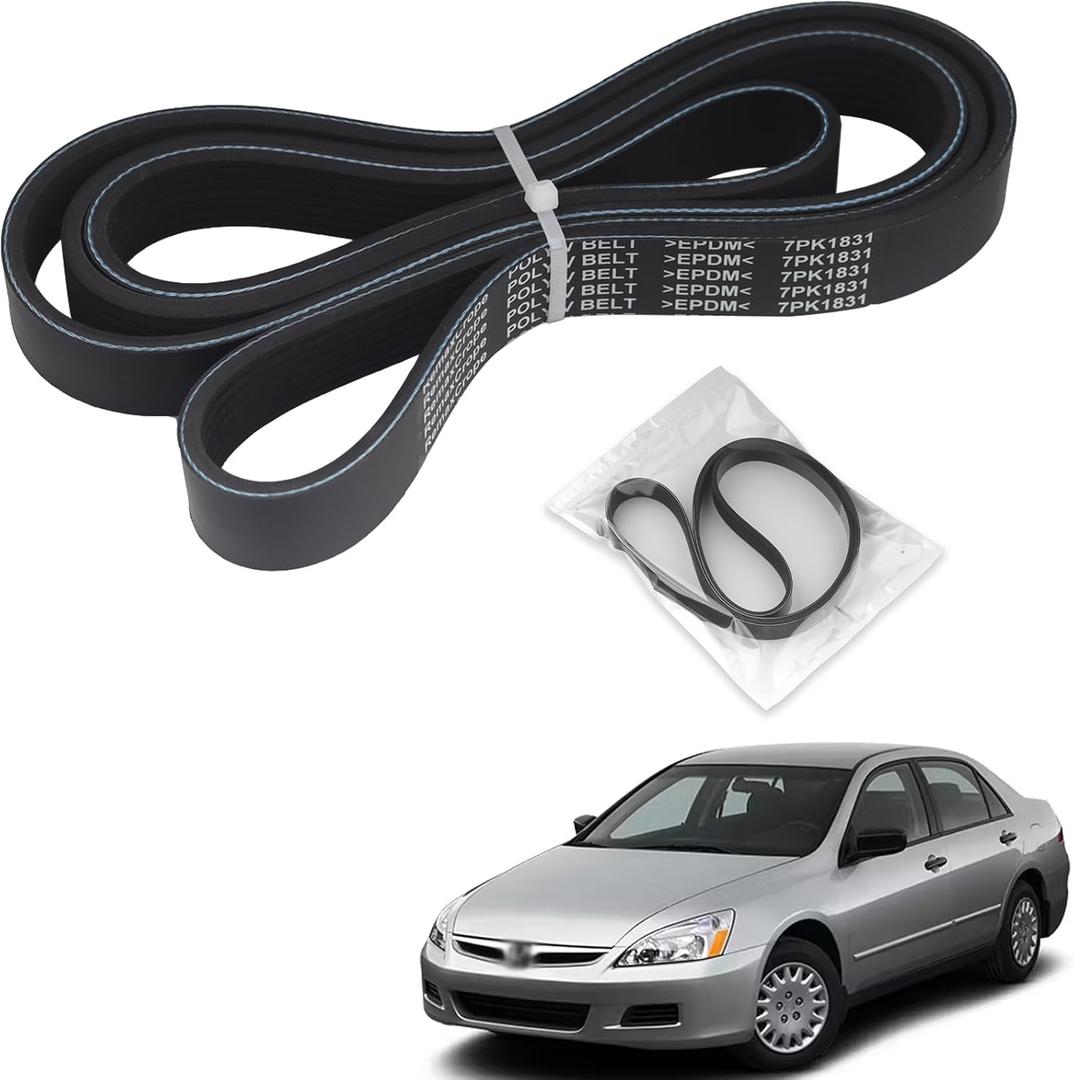 Engine Serpentine Drive Belt Compatible with Honda Accord 2008 2009 2010 2011 2012 L4 2.4L Gas DOHC- Accessories V-Ribbed Belt 56992R40A01 7PK1831