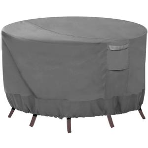 Vailge Round Patio Furniture Covers, 100% Waterproof Outdoor Table Chair Set Covers, Anti-Fading Cover for Outdoor Furniture Set, UV Resistant (Grey, 62"DIAx28"H)