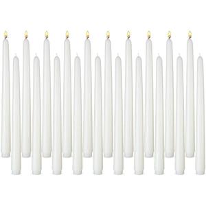 20 Pack White Taper Candles, 10 Hours Burn Time, Unscented, Smokeless and Dripless, 0.8 x 12 Inch Dinner Candle Set for Household, Wedding, Party and Home Dcor Candlesticks