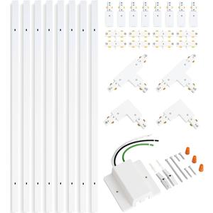 VANoopee 26FT H Track Lighting Rails White, H Type Track Lighting Kit with Floating Canopy Connector, End Caps, Live End Feeds, I T & L Connectors, Compatible with Single Circuit H Style Track System