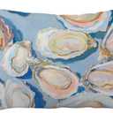 Blue Coastal Pillow Cover 12x20, Preppy Beach Room Decor, Pastel Nautical Coastal Lumbar Pillow Cover Decor for Girls Room Beach House Cabin Home (Blue Oyster Seashell)