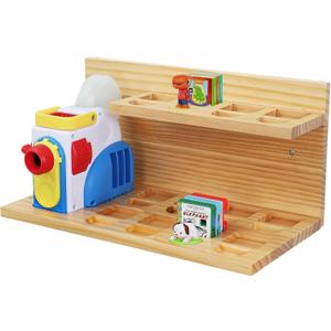 Floating Shelves for Little Tikes Story Dream Machine,Wall Shelf for Little Tikes Projector Books Audio Play Character Storage Tray Organizer for Toddlers and Kids Girls Boys,Pine(Natural Wood) (2 Tier)