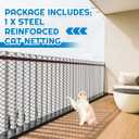 MorningRo Steel Cat Netting Balcony, 10ft x 20ft Steel Reinforced Cat Wire for Balcony, High Strength Safety Pet Netting for Catio, Proof Screen for Pets, Strong Catio Protection Barrier Mesh Fence