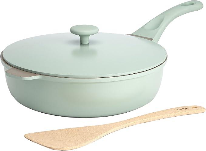 Goodful All-in-One Pan, Multilayer Nonstick Cookware Set, High-Performance Construction, Multipurpose Design Replaces Multiple Pots and Pans, Dishwasher Safe, 11-Inch, 4.4-Quart Capacity, Sage Green
