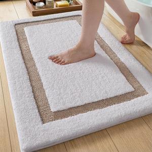 Color&Geometry White Bathroom Rugs 30x20, Extra Soft Absorbent Microfiber Bath Rugs, Non-Slip Bathroom mat, Washable Plush Bath Mats for Bathroom, Shower, Bathtub, Laundry, White Beige