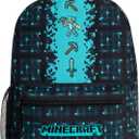 Minecraft Backpack for Boys Kids Teens Adjustable Straps Front Pocket Daypack Backpacks for Sports Gym School Gamer Gifts (Blue)