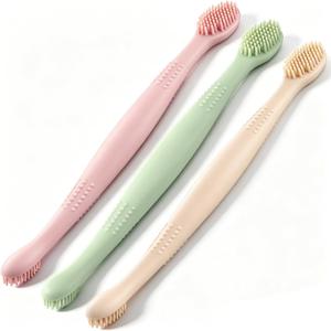 Mifoci 3 Pcs Eyelid Brush with Soft Silicone for Sensitive Eyelids, Double Ended Eyelid Margin Scrub Brush for Removes Dirt, Oil, Lid Scrub Device Deep Cleansing Eyelash Extension Prep