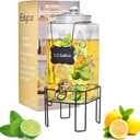 1.5 Gallon Glass Drink Dispenser, Drink Dispensers for Parties, Beverage Dispenser with Stand and Glass Lid, 100% Leakproof Spigot, Ideal for Lemonade, Juice, Iced Tea, Laundry Detergent Dispenser