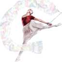 RoundFunny 98" Dance Streamer with Scalable Rod, Gymnastics Dance Ribbon Artistic Twirling Ribbon, Church Worship Adoration Dance Banner for Dancer and Church Liturgical Praise(Transparent White)