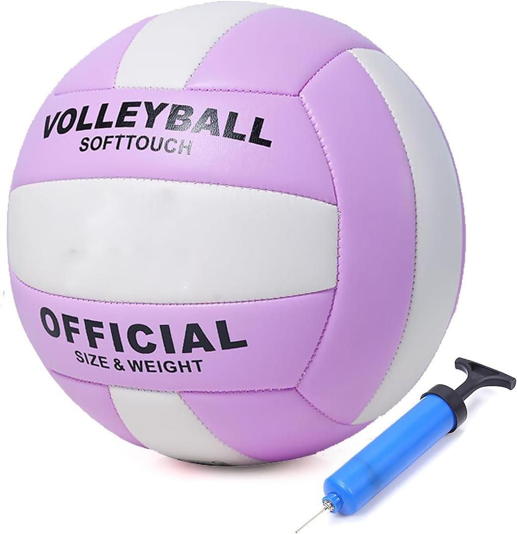 ABAJI Volleyball Official Ball Thicker PU Waterproof Anti-Explosion 15+ Years Kids Girls Boys Indoor Training Game Outdoor Sand Beach Pool Play Pump Needle (Purple)