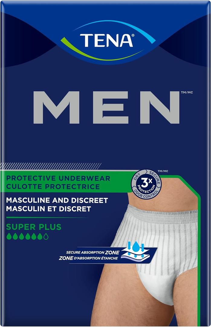 TENA Incontinence Underwear for Men, Maximum Plus Absorbency, Small/ Medium, 16 Count (Packaging May Vary)