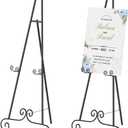2 Pack Easel Stand for Sign, Heavy Duty Metal Display Stand with Chain Support, Black Height Adjustable Easels for Wedding Sign, Painting, Art