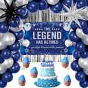 Retirement Party Decorations Blue Silver, Happy Retirement Decorations for Men Women, The Legend Has Retired Banner Backdrop Party Supplies Kit Starburst Balloons Retired Cake Topper 46PCS