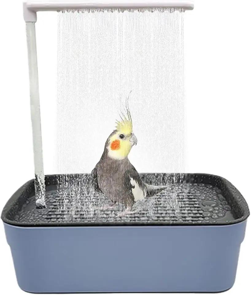 Automatic Bird Bath for Cage Indoor Parrot Bath with Shower Water Circulated Controller Bird Cage Accessory for Parakeets Cockatiel African Grey Lovebird