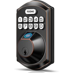 TEEHO TE002 Fingerprint Door Lock - Keyless Entry Door Lock - Electronic Keypad Deadbolt - Smart Locks for Front Door - Auto Lock - Easy Installation - Oil-Rubbed Bronze