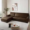 Sectional Couch Covers, Leather Look Sofa Cover L Shape 2PCS Soft Stretch Slipcover for Sectional Sofa, Non Slip Furniture Protector (3 Seat Sofa + 3 Seat Right Chaise, Dark Brown)