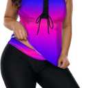 LALAGEN Womens 2025 Plus Size Tankini Swimsuits Rash Guard Capris Athletic Two Piece Swimwear Bathing Suits for Women S-5X (XX-Large, Blue Purple)