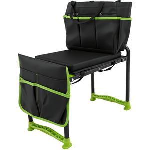Garden Kneeler and Seat, Heavy Duty Garden Stool with 11" Wide Detachable Kneeling Pad, Foldable Garden Bench Chair with Gardening Tool Pouch and Bag, Gardening Gifts for Women, Seniors, 1sidebag,1handbag