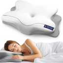 Cervical Neck Pillow for Side & Back Sleepers, Ergonomic Memory Foam Pillow for Sleep Apnea, Neck Pain Relief, Neck Support Pillow with Washable Pillowcase, Supportive Bed Pillow for Neck