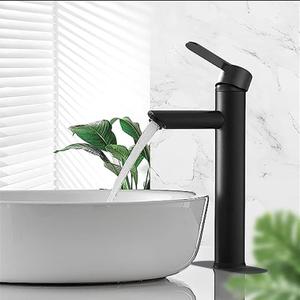Bathroom Cold & Hot Stainless Steel Faucet, Ceramic Valve Cylinder; Silent Anti-Drip, Single Handle, Water Saving, Washbasin Sink, for Bathroom & Basin, Small Kitchen Faucet (Black-h)