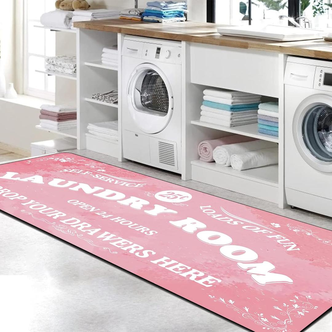 Zoke Laundry Room Rug Runner Stylish Non-Slip Laundry Room Mat 24"x72", Versatile, Waterproof Runner for Laundry, Kitchen, and Bathroom, Mudroom Decor and Farmhouse Charm 