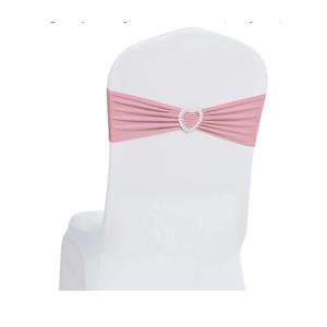 Howhic Pack of 60 Spandex Chair Sashes Bows Stretch Chair Cover Band with Buckle Slider Universal Elastic Chair Ties for Wedding Banquet Party Event Decoration (Pink)