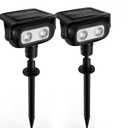 Solar Lights Outdoor, Motion Sensor Outdoor Solar Spotlights Waterproof, Outside Wall Lights, Outdoor Lights Solar Powered for Garden/Patio/Yard/Lawn/Backyard, Warm Yellow Light, 2 Packs (Black)