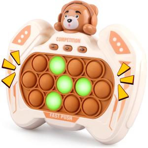 Fast Push Game Fidget Toys for Kids, Handheld Sensory Puzzle Game, Christmas Birthday Gifts for 3-12 Year Old Boys & Girls, Easter Basket Stuffers (Brown Bear)