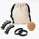 Plantar Fasciitis Relief Kit Toe Spacers, Cork Massage Ball & Resistance Bands for Bunion Correction, Foot Pain, Yoga Stretching Post Workout Massage Set with Travel Pouch