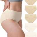 Neione Women's Cotton Underwear No Show Hipster Panties with Seamless Look No Panty Lines (5-pk Light Nude) S