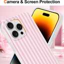Hython for iPhone 14 Pro Max Case Cute Striped Aesthetic Design Simple Stripes Cover 6.7", Thin Slim Soft TPU Bumper Shockproof Rubber Protective Phone Cases for Women Girls Girly Boys, Pink and White