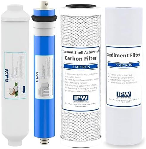 IPW Industries Universal 4-Stage Under Sink Reverse Osmosis Replacement Filter Kit | Replace Every 6-12 Months for Pure, Refreshing Water