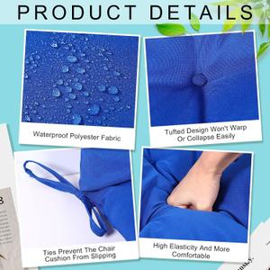 Chunful 4 Pack Tufted Back Chair Cushion Indoor Outdoor Weather Resistant Swivel Rocker Patio Chair Cushions for Outdoor Furniture (Royal Blue), 100 x 50 x 10 cm/ 39.3 x 19.6 x 3.9 inches