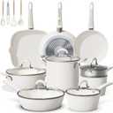 24Pcs Pots and Pans Set Non Stick,Ceramic Cookware Set with 8Qt Stockpot,Titanium-Reinforced Long-Lasting Nonstick,PFAS-Free,Induction Compatible,Complete Kitchen Set for Batch Cooking & Family Meals