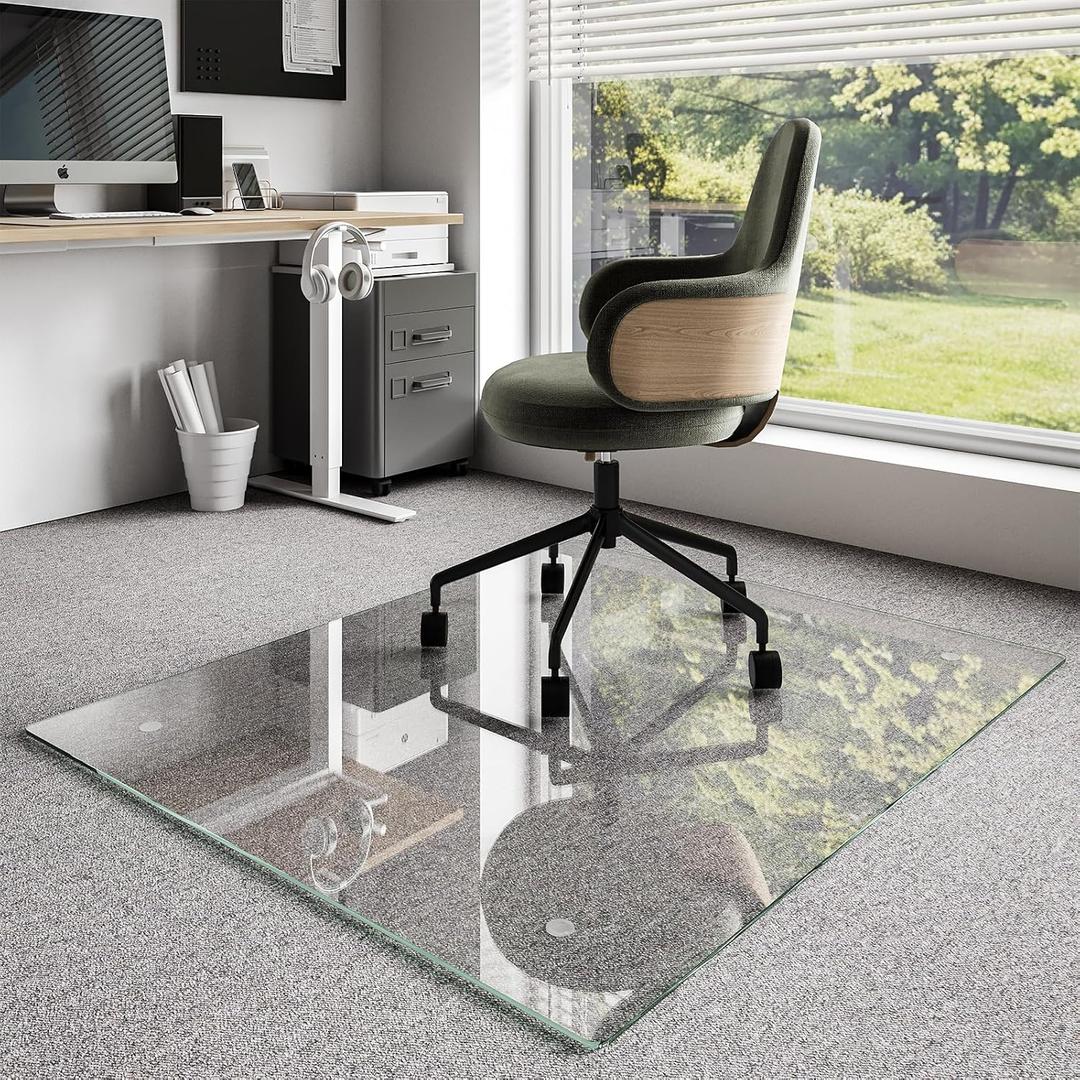 Koonmi Glass Chair Mat for Carpet, 40"x48" Thick Office Chair Mat