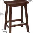 Amazon Basics Solid Wood Saddle-Seat Counter Height Bar Stools for Kitchen Island with Footrest, 24-Inch Height, Walnut, Set of 2